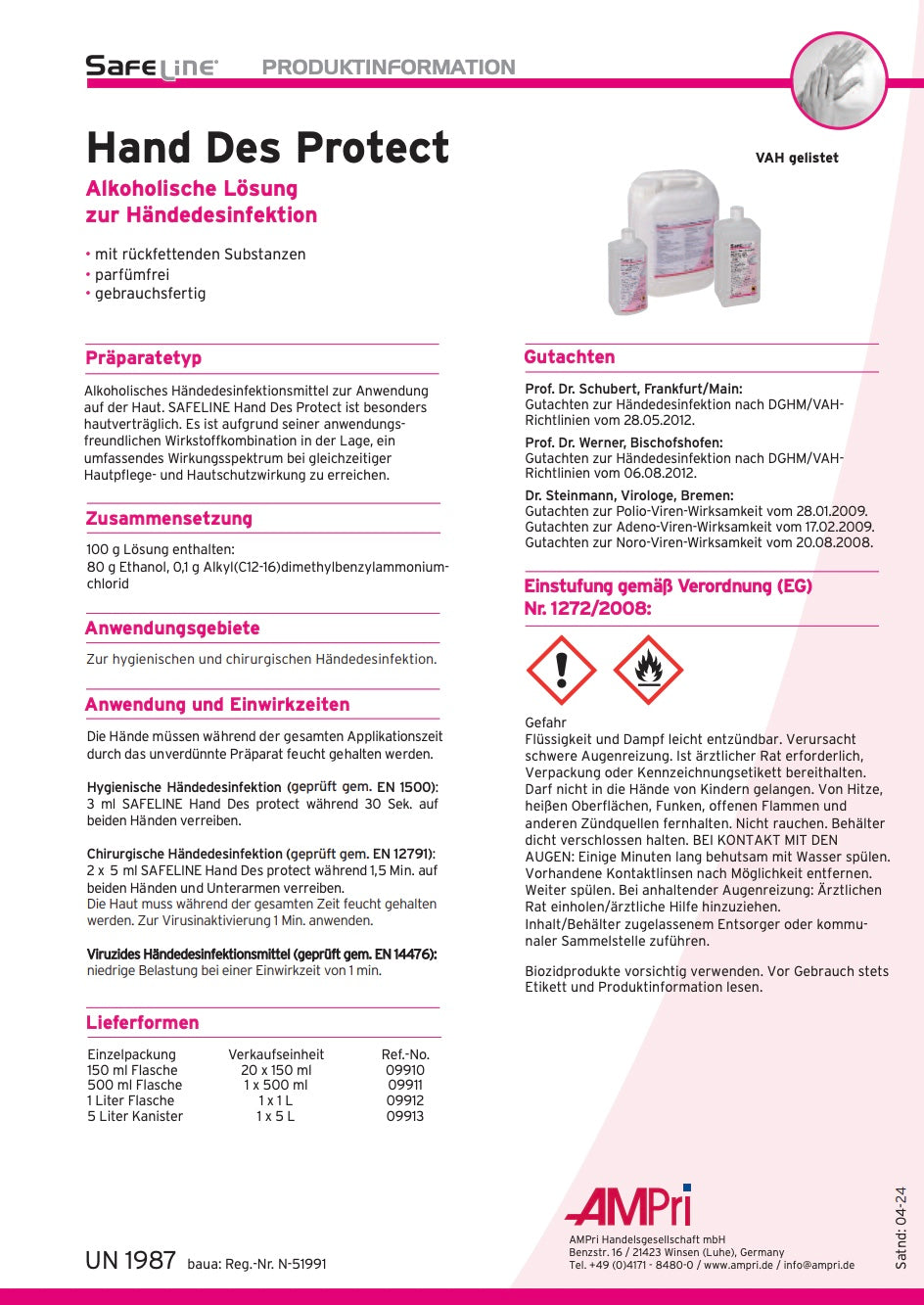 Händedesinfektion, 5 Liter, Safeline