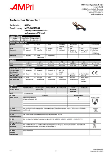 OP-Handschuhe, Latex Einmalhandschuhe, Med-Comfort