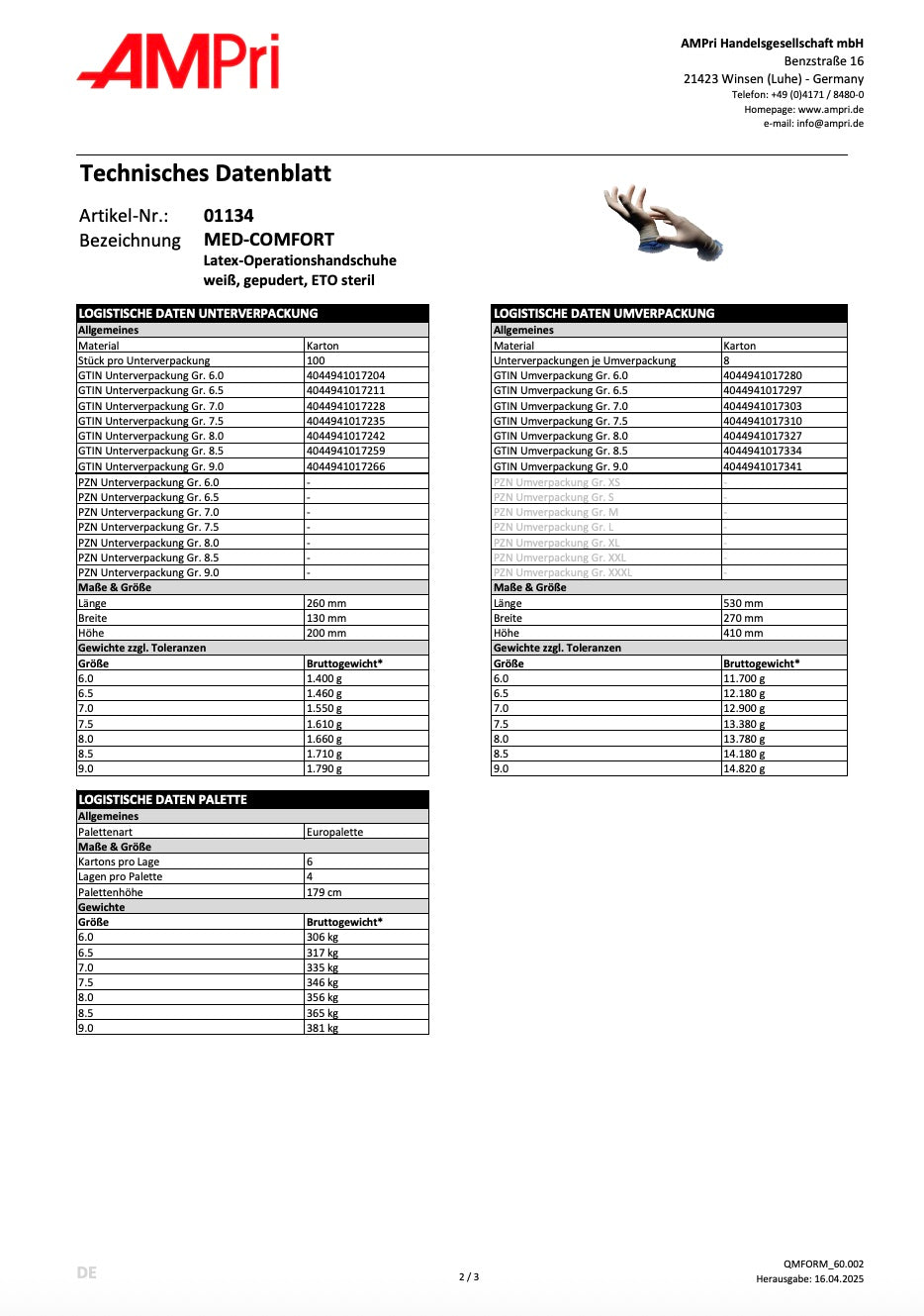 OP-Handschuhe, Latex Einmalhandschuhe, Med-Comfort