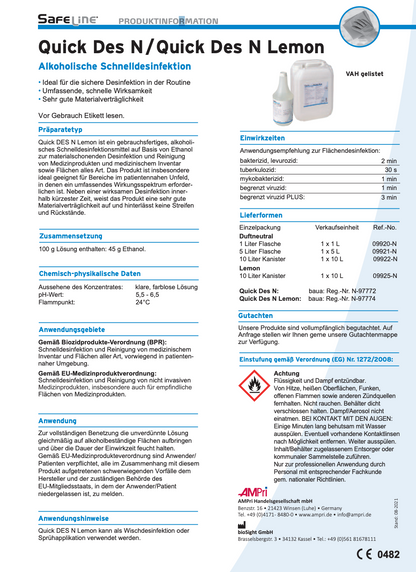 Schnelldesinfektion, 1 l, Safeline Quick Des N
