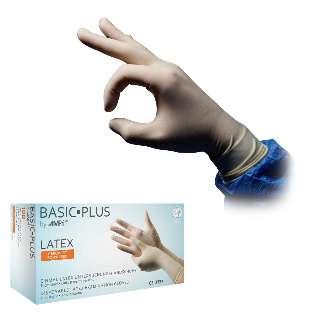 Latexhandschuhe, weiß, gepudert, Basic-Plus