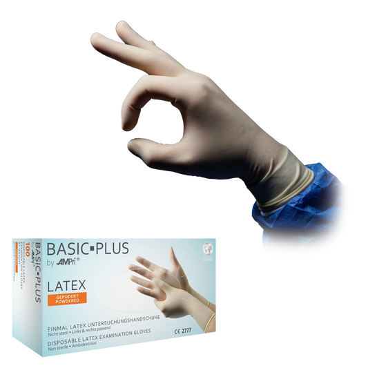 Latexhandschuhe, weiß, gepudert, Basic-Plus