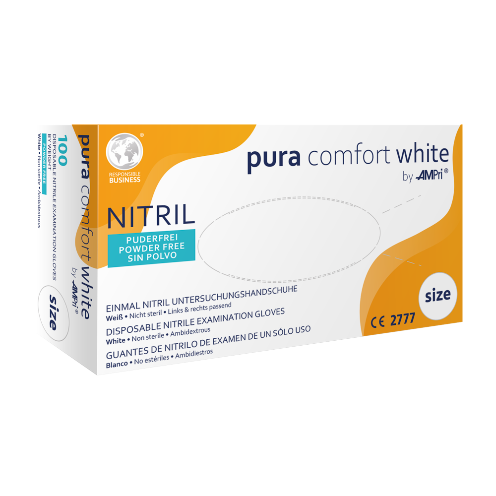 Nitrilhandschuhe, weiß, puderfrei, Puracomfort white