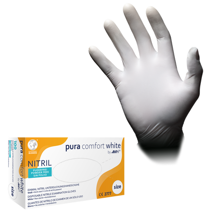 Nitrilhandschuhe, weiß, puderfrei, Puracomfort white