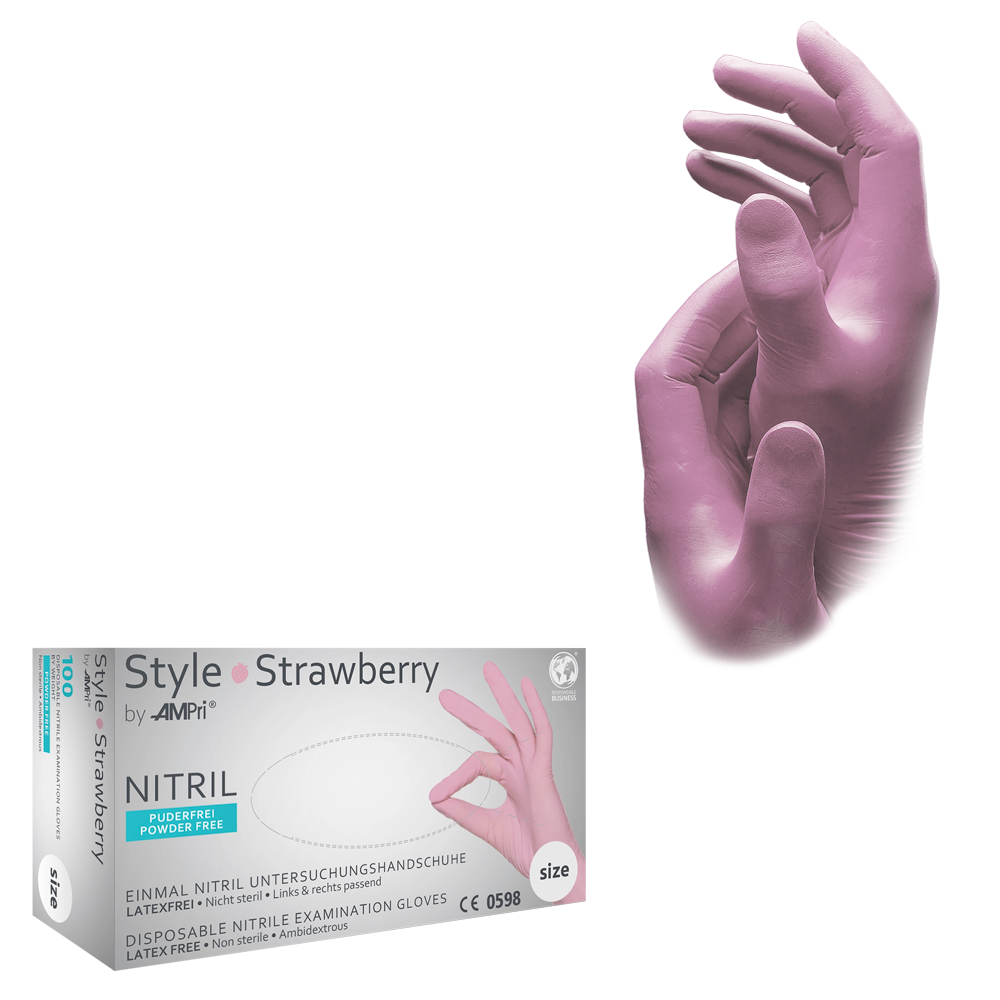 Nitrilhandschuhe, rosa, puderfrei, Style Strawberry by Med-Comfort